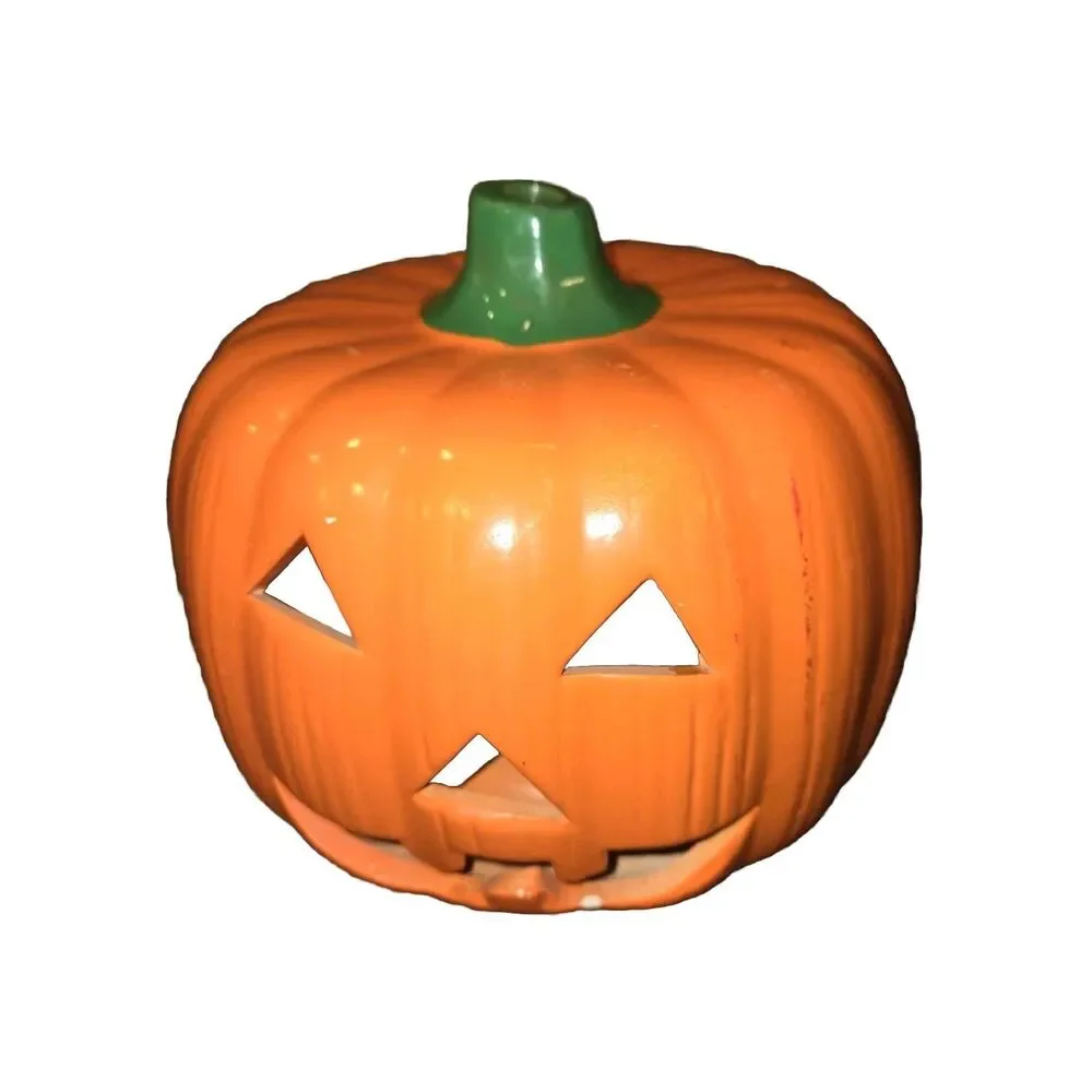 Vintage Halloween Ceramic Jack O Lantern Pumpkin Candle Holder Light Decoration